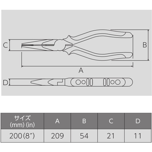 Victor High Grade Long Nose Pliers (Elastomer Cover) 282HG-200 1 pc