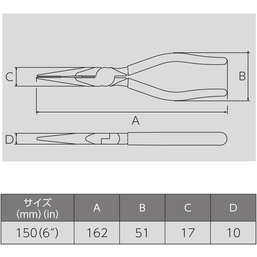 Victor Long Nose Pliers (Resin Cover) 282B-150 1 pc