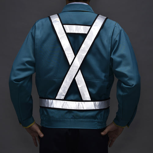 緑十字 安全ベスト(発光帯) 白反射タイプ フリーサイズ 発光帯(B)白 238021 1 着