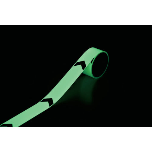 緑十字 高輝度蓄光ラインテープ(矢印付) FLAY−5010 50mm幅×10m 屋内用 PET 361007 1 巻