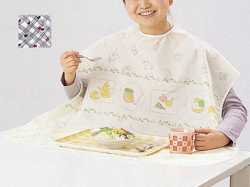 ニシキ食事用エプロン(レギュラータイプ) ネイビー(チェック柄)