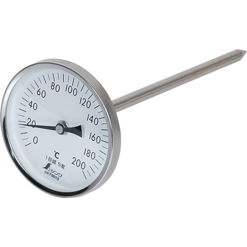 Shinwa Thermometer V-4 Round T-shaped 0-200℃ Black scale 73013 1 piece