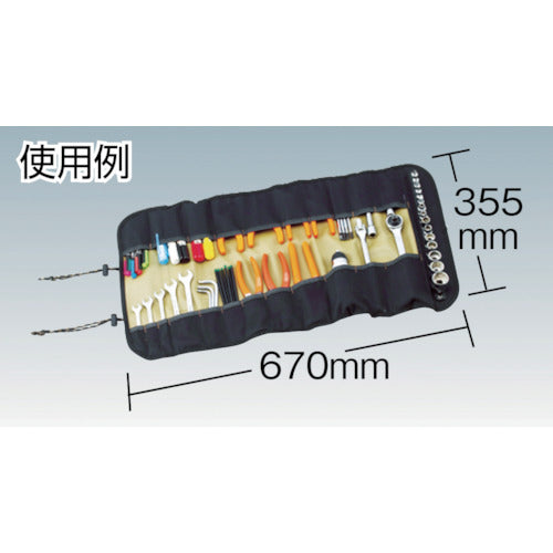 TRUSCO Tool Roll 670X355 22 Pockets Black TTR-670-BK 1 pc