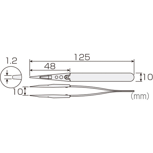 HOZAN ESD 칩 핀셋 P-640-S 1개