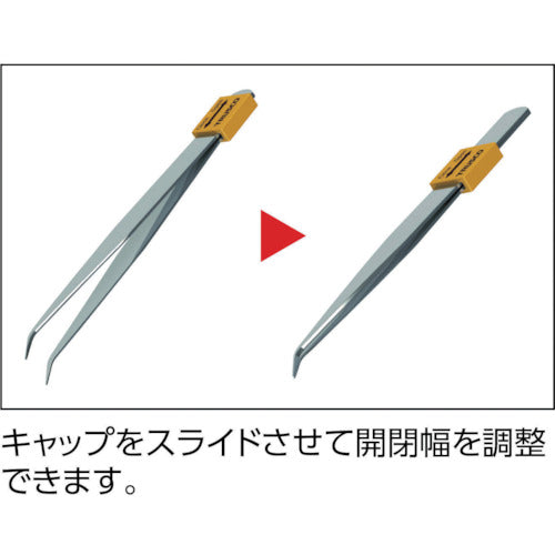 TRUSCO ステンレス製ピンセット 開閉キャップ付 AA先曲150 TSPC-28 1 本
