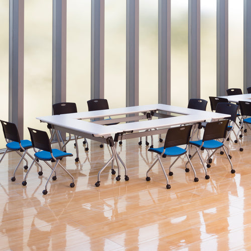 TOKIO ミーティングチェア(スタッキング)肘付 布 クリアブルー FNC-K5A-CB 1 脚