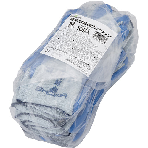 SHOWA 니트릴 고무 등받이 장갑 정리 구입 간이 포장 강력 그립(10쌍입) 블루 M사이즈 NO360-M10P 1봉