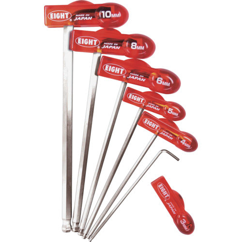エイト T形 六角棒スパナ テーパーヘッド・エキストラロング 分離可能樹脂ハンドル セット内容6本 WHH-S6TL 1 S