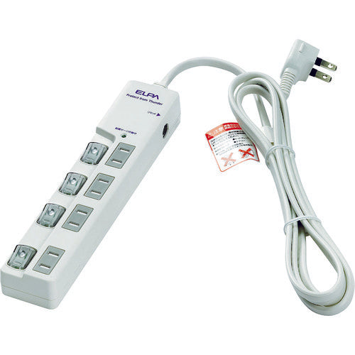 ELPA Office Tap, LED Switch Tap, Wavebreaker Included, 4 Outlets, 2m, WLS-LU420SB-W, 1 Piece