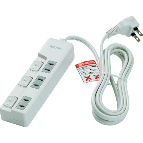 ELPA Runless Switch Tap 3P 2m WLS-U32EB-W 1 pc