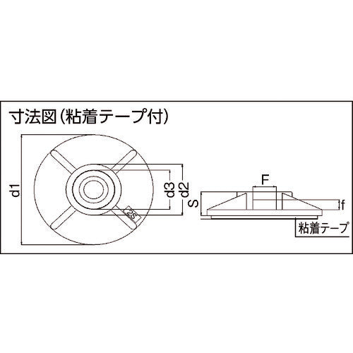 SapiSelco 【売切廃番】 【在庫限り値引品】ケーブルタイ固定具 粘着付 丸型 4.5mm 黒 100個入 BAS.3MT.502 1 袋