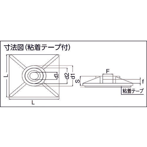 SapiSelco ケーブルタイ固定具 角型 粘着付 4.5mm 100個入 BAS.2MT.508 1 袋