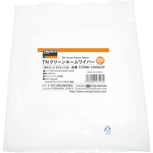 TRUSCO TN Clean Room Wiper 1000 228X228mm 300 pieces TCRW-1000CP 1 bag