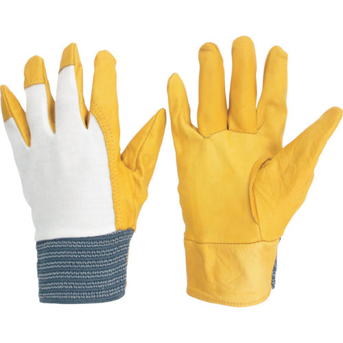 ミドリ安全 牛表革手袋 MT−14D 甲メリヤス−黄 MT-14D-KOUMERI-Y 1 双