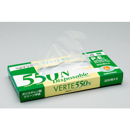 미도리 안전 폴리에틸렌 일회용 장갑 엠보스 없음 클리어 L (200장입) VERTE-550N-L 1상자