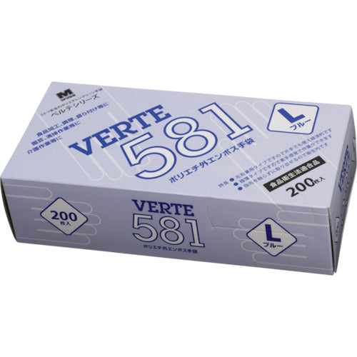 미도리 안전 폴리에틸렌 일회용 장갑 외 엠보싱 블루 L (200 매입) VERTE-581-L 1 상자