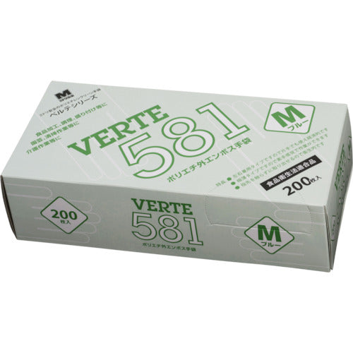 ミドリ安全 ポリエチレン使い捨て手袋 外エンボス 青 M (200枚入) VERTE-581-M 1 箱