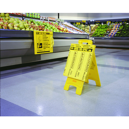 ラバーメイド 標示スタンド(外国語対応) オーバーザスピル ステーションキット イエロー 間口452×奥行48×高さ533mm 425104 1 組