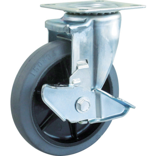 TRUSCO Caster TYS Series Swivel SP Included Gray Rubber Wheel 125mm TYSB-125G 1 pc