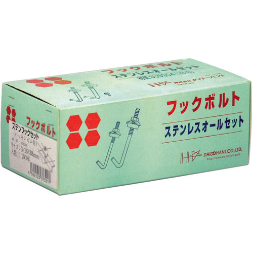 DAIDОHANT ステンレス フックボルトセット 3/16X38 (100個入) 00037321 1 箱