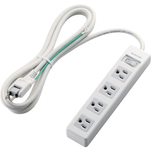 ELECOM 오피스용 탭 3핀 플러그 일괄 스위치 4구 2.5m 화이트 T-T3A-3425WH 1개