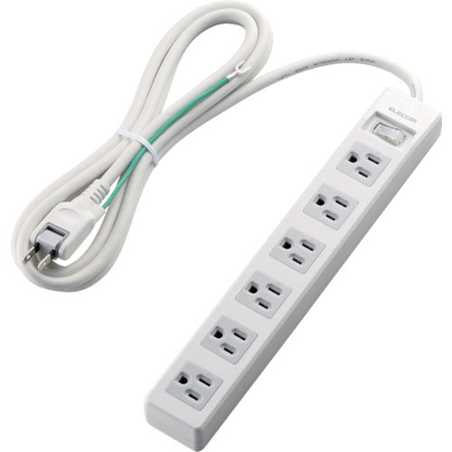 ELECOM 오피스용 탭 3핀 플러그 일괄 스위치 6구 2.5m 화이트 T-T3A-3625WH 1개
