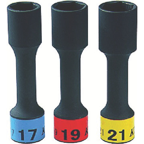 KTC 12.7sq.インパクトレンチ用ホイールナットソケットセット(3コ組) (ロング薄肉) 6角 TBP4903 1 S