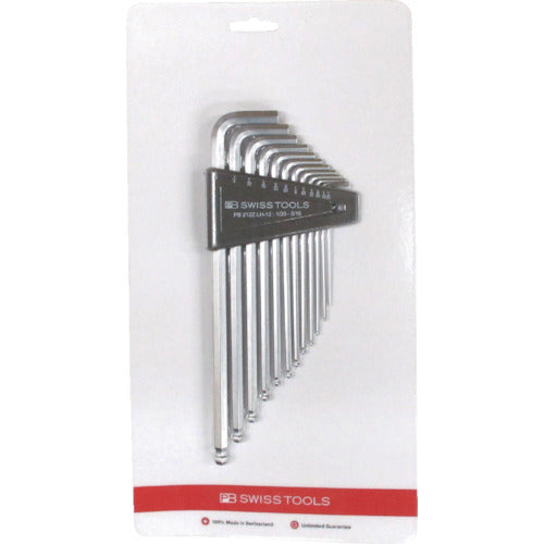 PB Swiss Tools Ball Point Long Hexagonal Wrench Set 12 Pieces (Blister Pack) 212ZLH-12CN 1 S