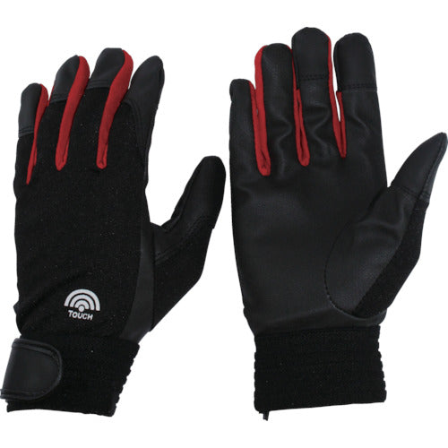 Otafuku Smartphone Compatible PU Synthetic Leather Gloves M SH-507-M 1 pair