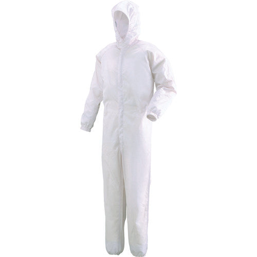 미도리 안전 후드 일체형 클린웨어 화이트 LL C1351W-LL 1 착용