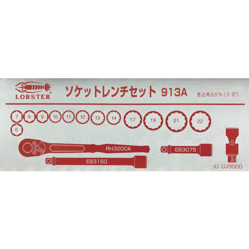 EBI Socket Wrench Set, 9.5mm Drive, Hexagonal and 12-Point, 913A 1 S