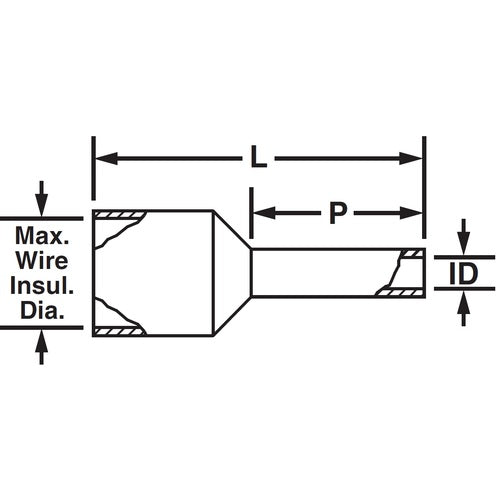 PANDUIT Insulated Ferrule Terminal (SingleWire DIN Standard) AWG24-22 Turquoise 500 Pieces FSD74-6-D FSD74-6-D 1 Box