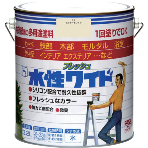 ニッぺ 水性フレッシュワイド 3.2L ミルキーホワイト HTA119−3.2 4976124025938 1 缶