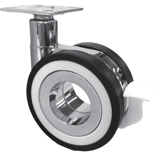 SAMSONG 디자인 쌍륜 캐스터 「Koo」 플레이트 자재 스토퍼 부착 7 KOO-PS-75 1개