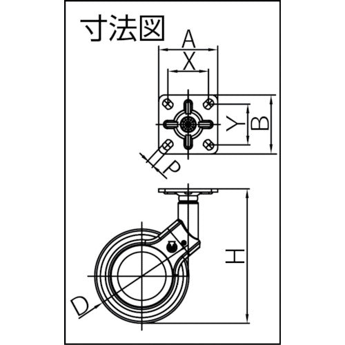 삼성 디자인 캐스터 "Olym" 플레이트 자유 자재 75mm OLYM-P-75 1 개