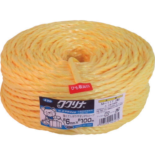 Yutakamake Packing String PS Rope 6φ x 100m Yellow M-117 1 Roll