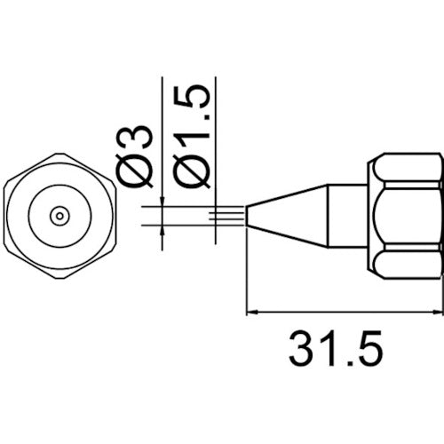 Hakko Nozzle N-1.5 with Cap Nut 801-N-1.5 1 pc