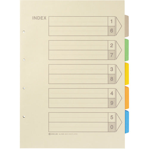KING JIM Color Index A3 Vertical 5 Colors 5 Columns 6 Sheets 1 Set 4 Holes 1000S 1 S