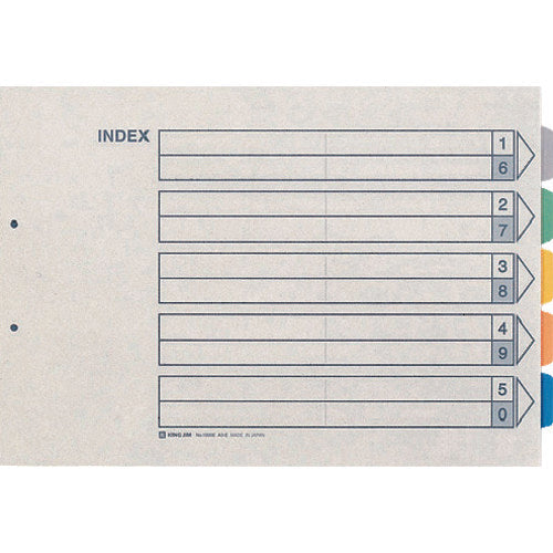 KING JIM カラ−インデックス A3ヨコ型 5色5山6枚1組 2穴 1000E 1 S