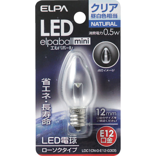 ELPA Bulb (LED) LED Bulb Candle Shape E12 Brightness 18lm Clear Daylight White Equivalent LDC1CN-G-E12-G305 1 pc