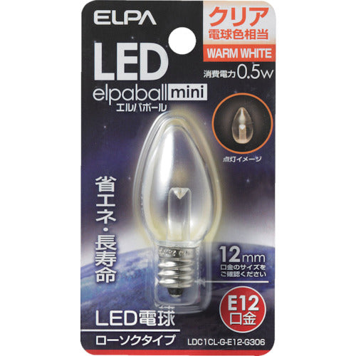 ELPA 전구(LED) LED 전구 로속 형태 E12 밝기 15lm 클리어 전구 색 상당 LDC1CL-G-E12-G306 1개