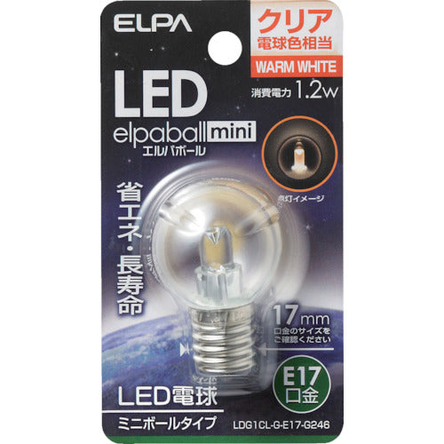 ELPA 전구(LED) LED 전구 G30형 E17 밝기 45lm 클리어 전구 색 상당 LDG1CL-G-E17-G246 1개