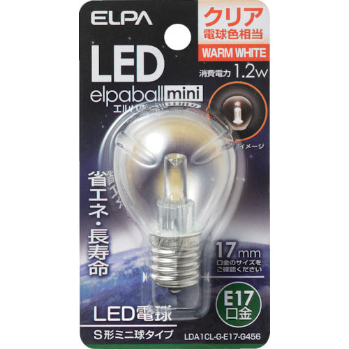 ELPA LED電球S形E17 明るさ45lm クリア昼白色相当 LDA1CL-G-E17-G456 1 個