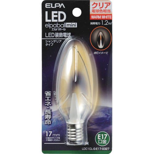 ELPA 전구(LED) LED 전구 샹들리에 E17 밝기 50lm 클리어 전구 색 상당 LDC1CL-G-E17-G327 1개