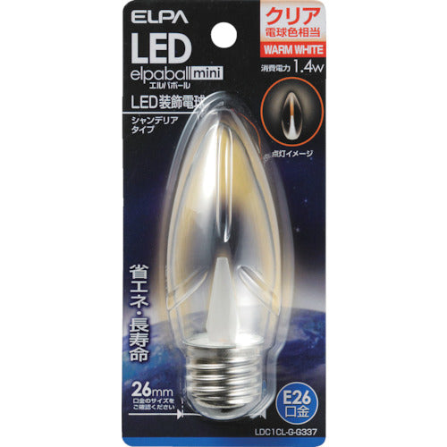 ELPA 電球(LED) LED電球シャンデリアE26 明るさ60lm クリア電球色相当 LDC1CL-G-G337 1 個