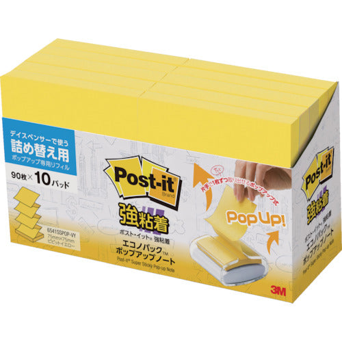 3M 포스트·잇 강점착 팝업 노트 리필용 비비트 옐로우 6541 SSPOP-VY 1 PK