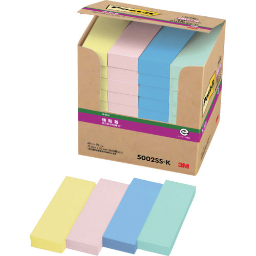 3M 포스트·잇 강점착 75X25mm90장 X40 패드 4색 혼색 3600장 5002SS-K 1 PK