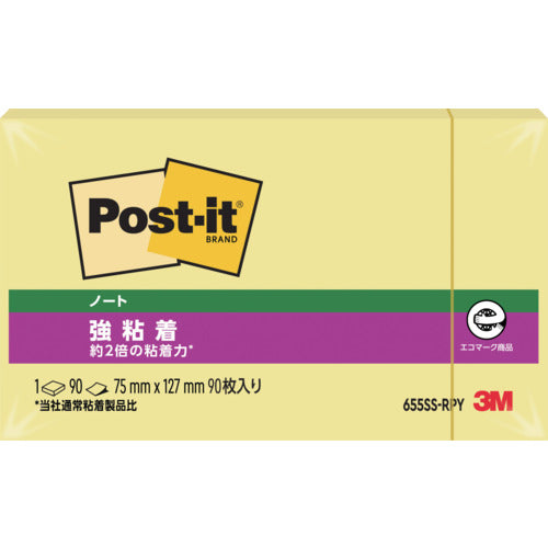 3M 후센 포스트·잇 노트 강점착 75×127mm 90장 옐로우 655SS-RPY 1 PK