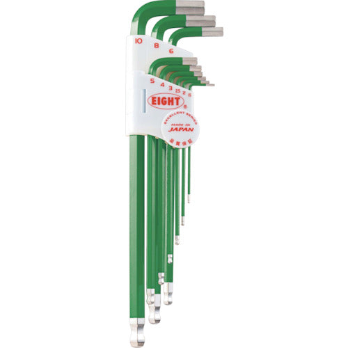 에이트 육각봉 스패너 테이퍼 헤드 엑스트라 롱 단색 컬러 세트 그린 TLC-S9NGR 1 S