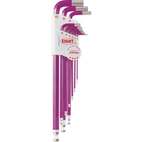 에이트 육각봉 스패너 테이퍼 헤드 엑스트라 롱 단색 컬러 세트 퍼플 TLC-S9NPU 1 S